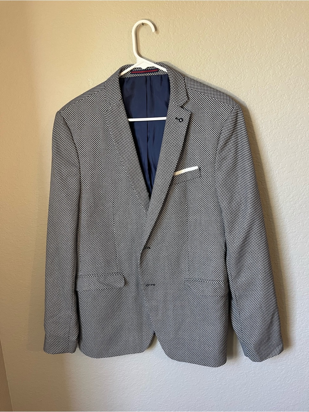 Zara Man Men’s 44R Black White Micro Dot Blazer Sport Coat Tailored Preppy Date